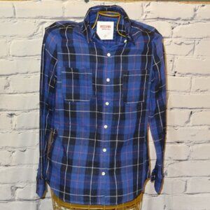 Mossimo Supply Co  Purple Plaid Long Sleeve Button Down Shirt w/Elbow Pads